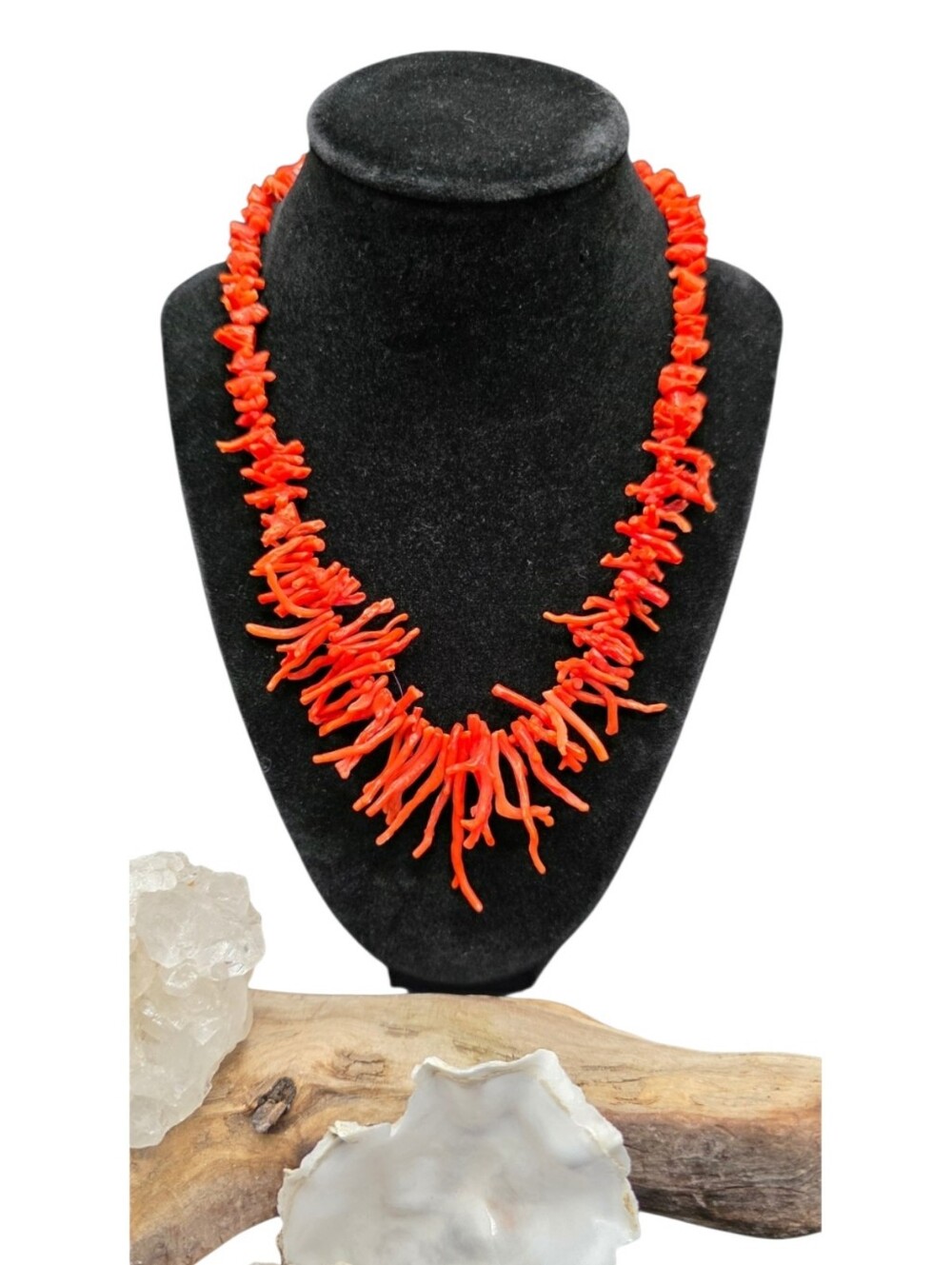 Vintage Natural Red Branch Coral Necklace 14K Gold Clasp 18" 40g